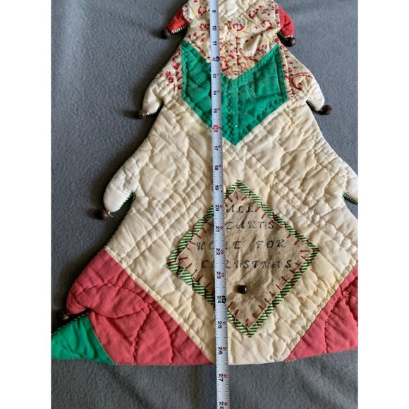 Quilted Patchwork Christmas Tree Wall Hanging With "Home For Christmas" Message - Picture 10 of 14